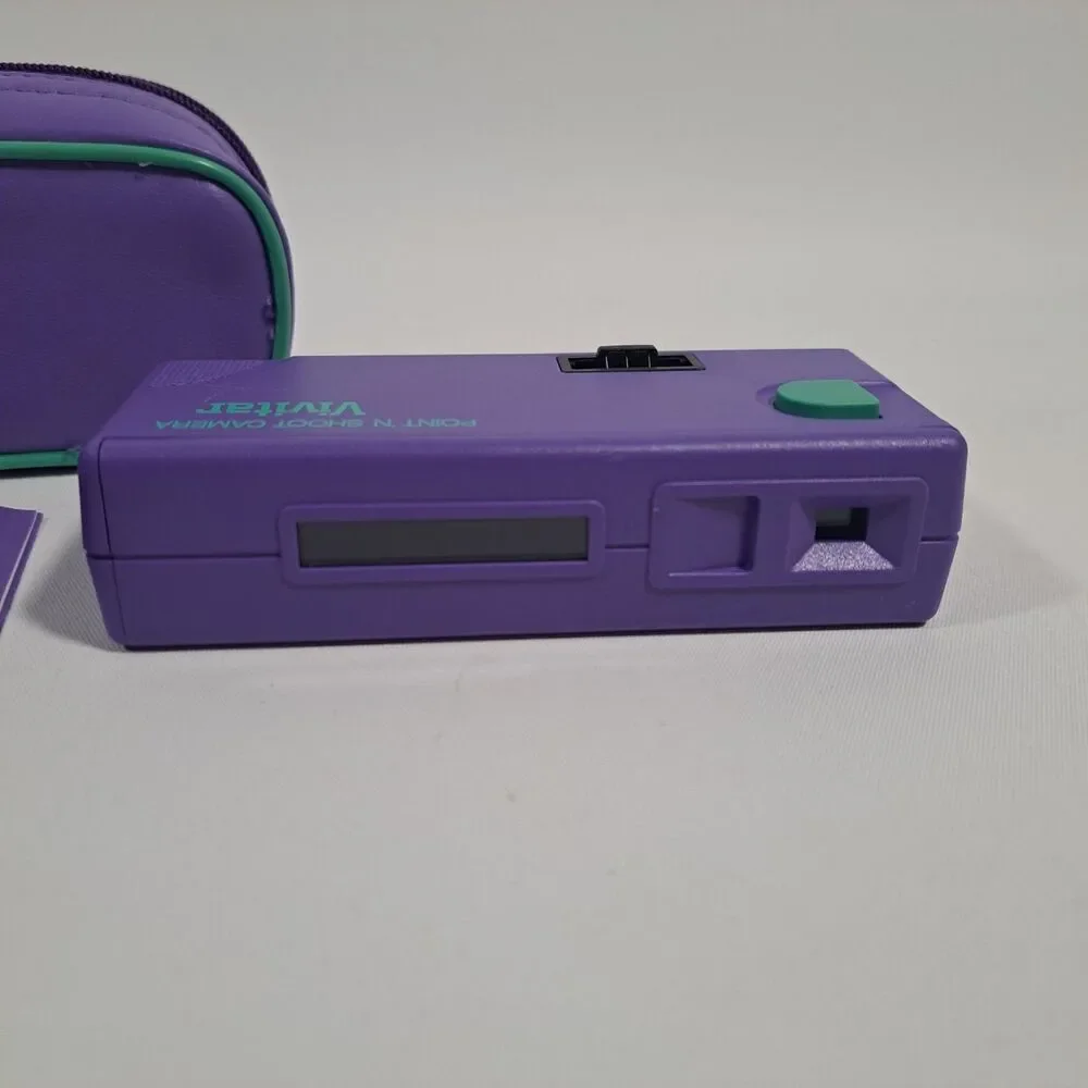 Vtg Avon Point 'N Shoot 110 Camera by Vivitar 1980s Purple Manual Case